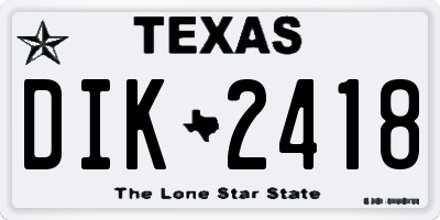 TX license plate DIK2418