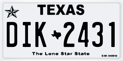 TX license plate DIK2431
