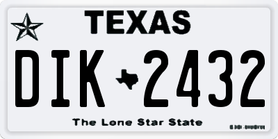 TX license plate DIK2432