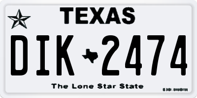 TX license plate DIK2474