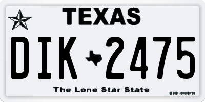 TX license plate DIK2475