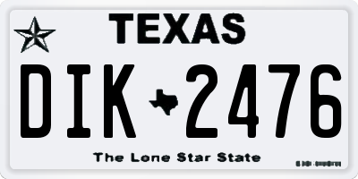TX license plate DIK2476