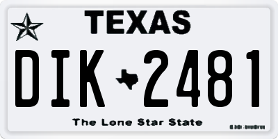TX license plate DIK2481