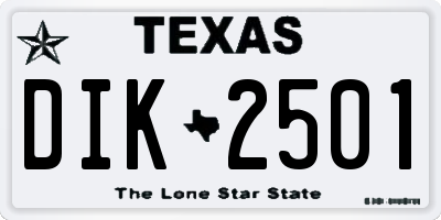 TX license plate DIK2501