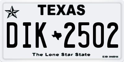 TX license plate DIK2502