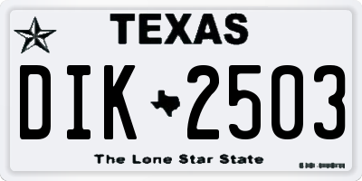 TX license plate DIK2503