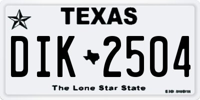 TX license plate DIK2504