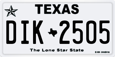 TX license plate DIK2505
