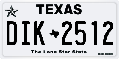 TX license plate DIK2512