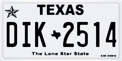 TX license plate DIK2514