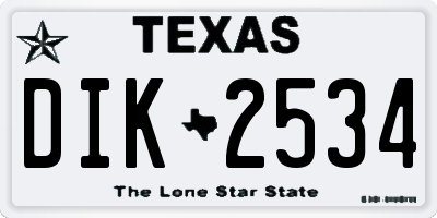 TX license plate DIK2534