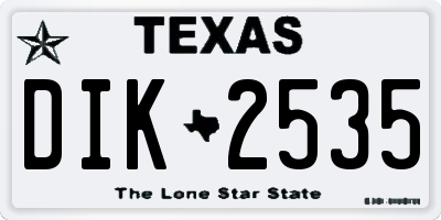 TX license plate DIK2535