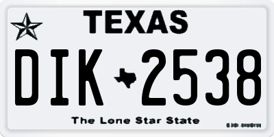 TX license plate DIK2538