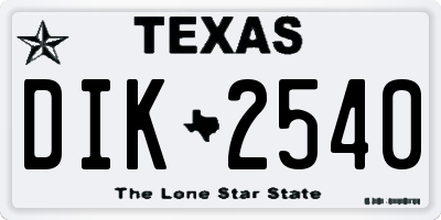 TX license plate DIK2540