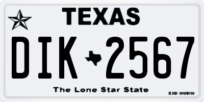 TX license plate DIK2567