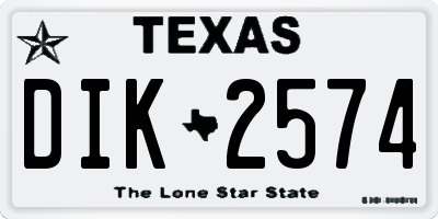 TX license plate DIK2574