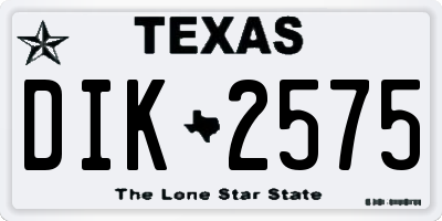TX license plate DIK2575