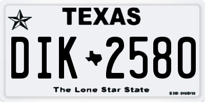 TX license plate DIK2580