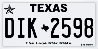 TX license plate DIK2598