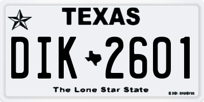 TX license plate DIK2601