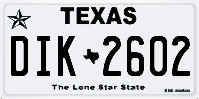 TX license plate DIK2602