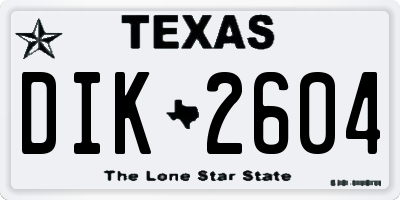 TX license plate DIK2604