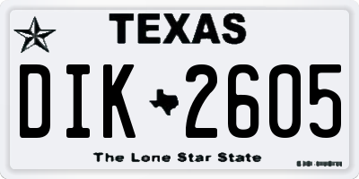 TX license plate DIK2605