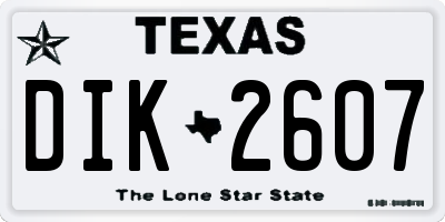 TX license plate DIK2607