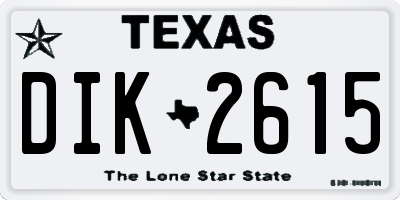 TX license plate DIK2615