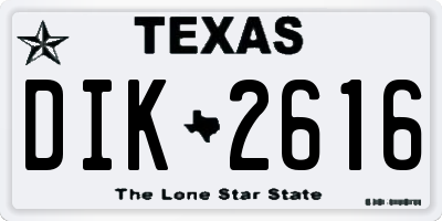 TX license plate DIK2616