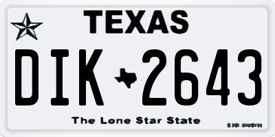 TX license plate DIK2643
