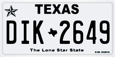 TX license plate DIK2649