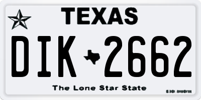 TX license plate DIK2662