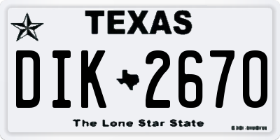 TX license plate DIK2670