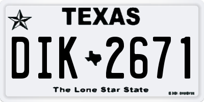 TX license plate DIK2671