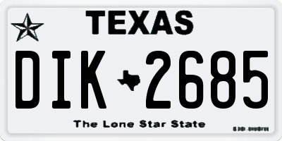 TX license plate DIK2685