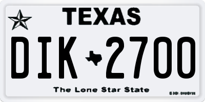 TX license plate DIK2700