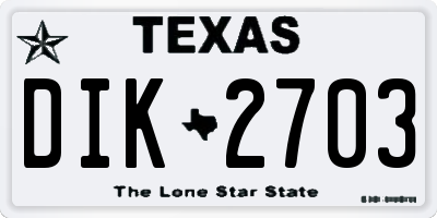 TX license plate DIK2703