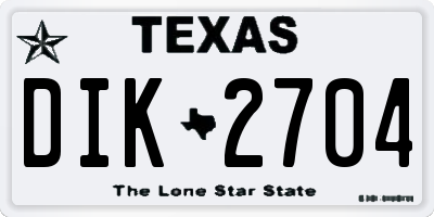 TX license plate DIK2704