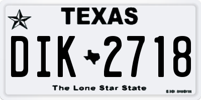 TX license plate DIK2718