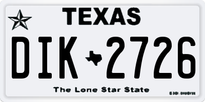 TX license plate DIK2726