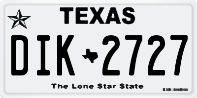TX license plate DIK2727