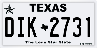 TX license plate DIK2731