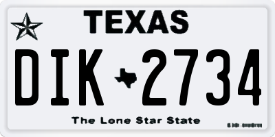 TX license plate DIK2734