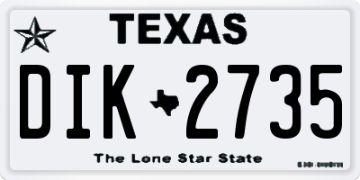 TX license plate DIK2735