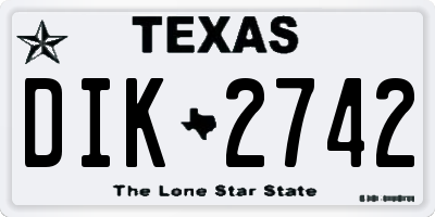 TX license plate DIK2742