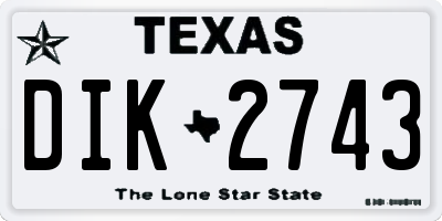 TX license plate DIK2743