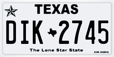 TX license plate DIK2745