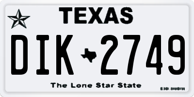 TX license plate DIK2749