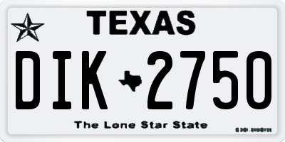 TX license plate DIK2750